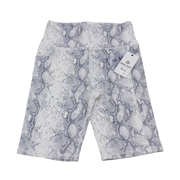 Nine West Snake Print High Waist Athlesiure Biker Yoga Shorts Tights - Picture 5 of 5